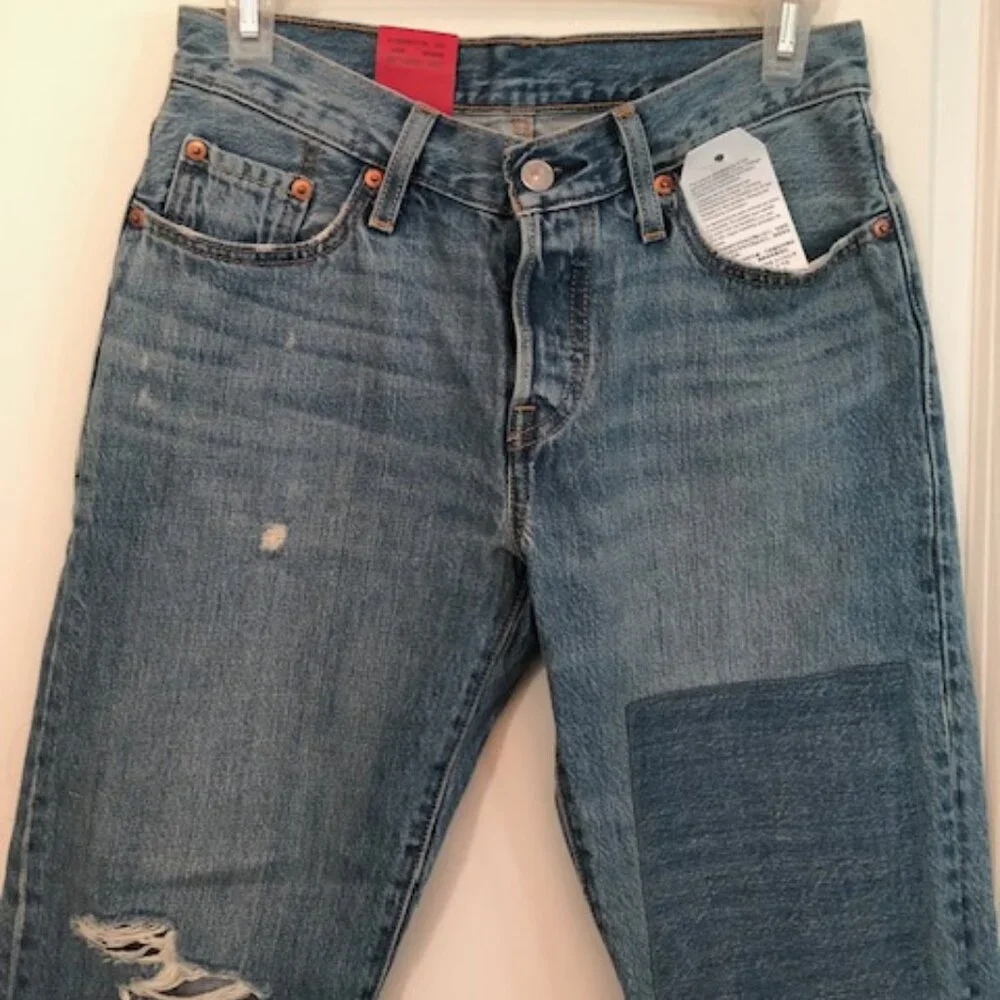 NWT Levi's 501 CT Denim Jeans Waist 24" Inseam 32" Cropped - Picture 4 of 15